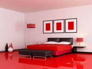 habitación blanca con rojo